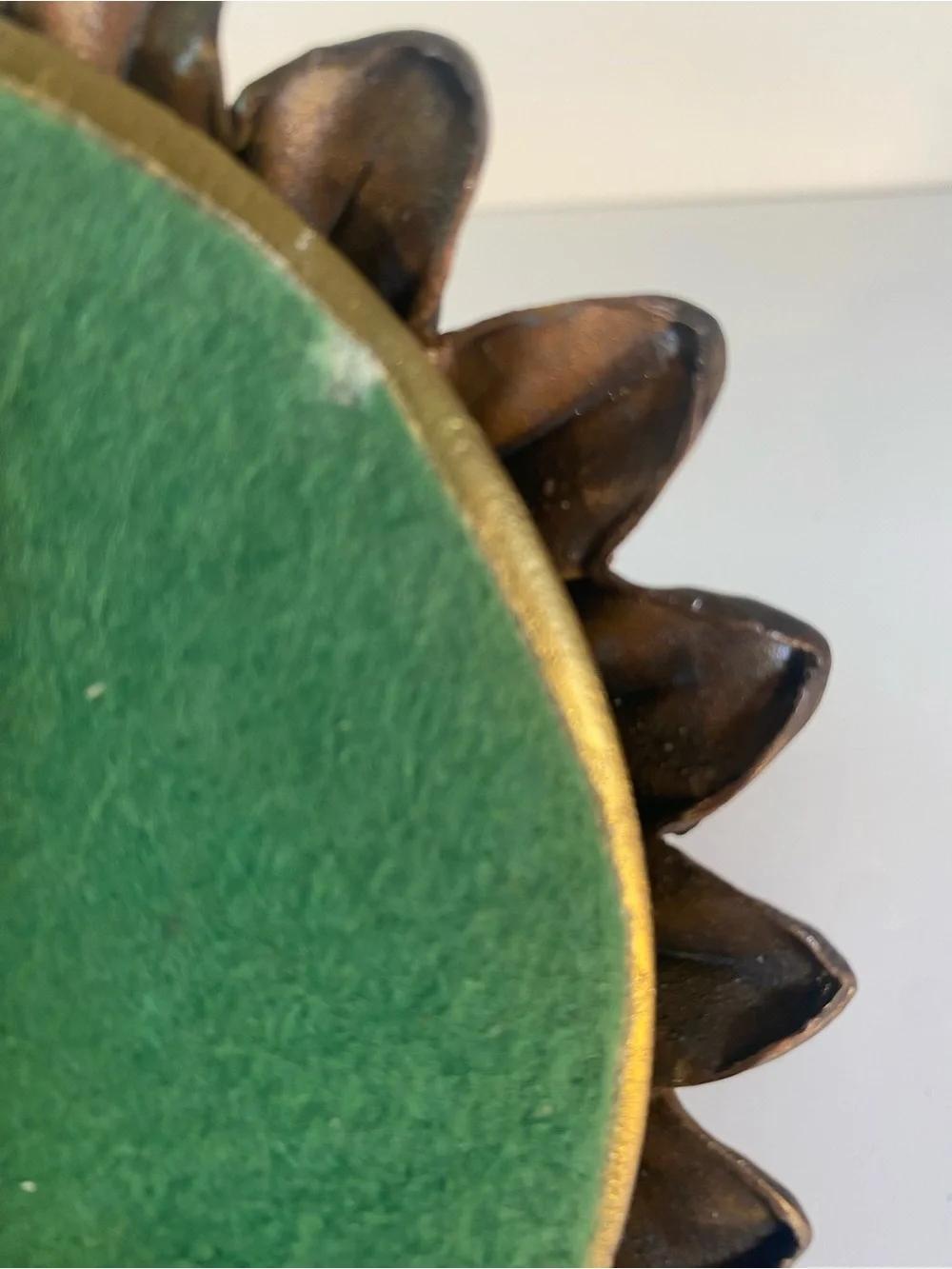 Vintage Heavy Brass Leaf Taper Candle Holder 6.5” Diameter